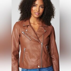 BLANKNYC- Vegan Leather Moto Jacket - NWT Small - Brown
